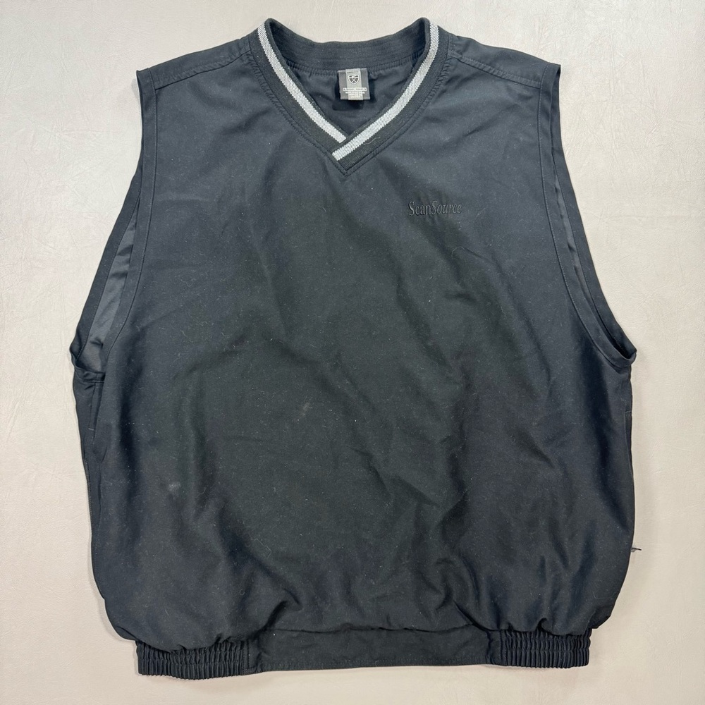 Nike Golf Vest XL Black Windbreaker Sleeveless ScanSource Logo 26.5x27.5